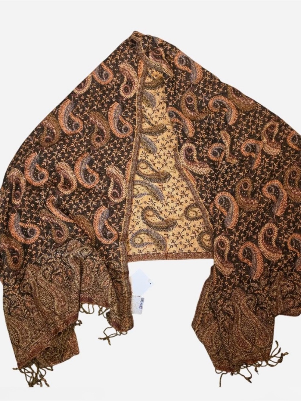 NWT Bindya New York Reversible Paisley Pashmina Shawl Scarf